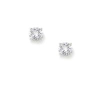 Sterling Silver 5MM Cubic Zirconia Round Stud Earrings