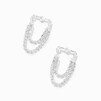 Silver Crystal Swag Stud Earrings