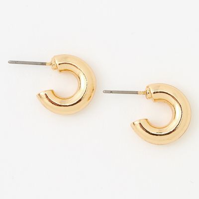 Gold 10MM Tube Open Hoop Earrings