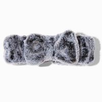 Grey Furry Makeup Bow Headwrap