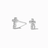Laboratory Grown Diamond Cross Sterling Silver Stud Earrings 0.04 ct. tw.