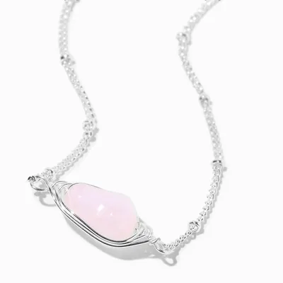 Blush Pink Crystal Wire Pendant Necklace