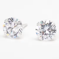 Sterling Silver Cubic Zirconia Round Martini Stud Earrings - 8MM