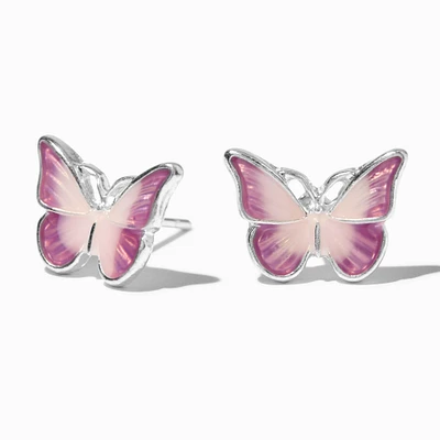 Pink & Purple Ombré Butterfly Stud Earrings