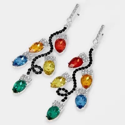 Christmas Stone Bulb 1.5" Drop Earrings