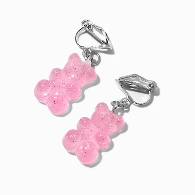 Pink Gummy Bears® 0.5" Clip-On Drop Earrings