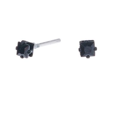 Black Cubic Zirconia 3MM Square Stud Earrings