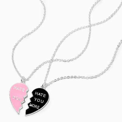 Best Friends Hate You & Hate You More Split Heart Pendant Necklaces - 2 Pack