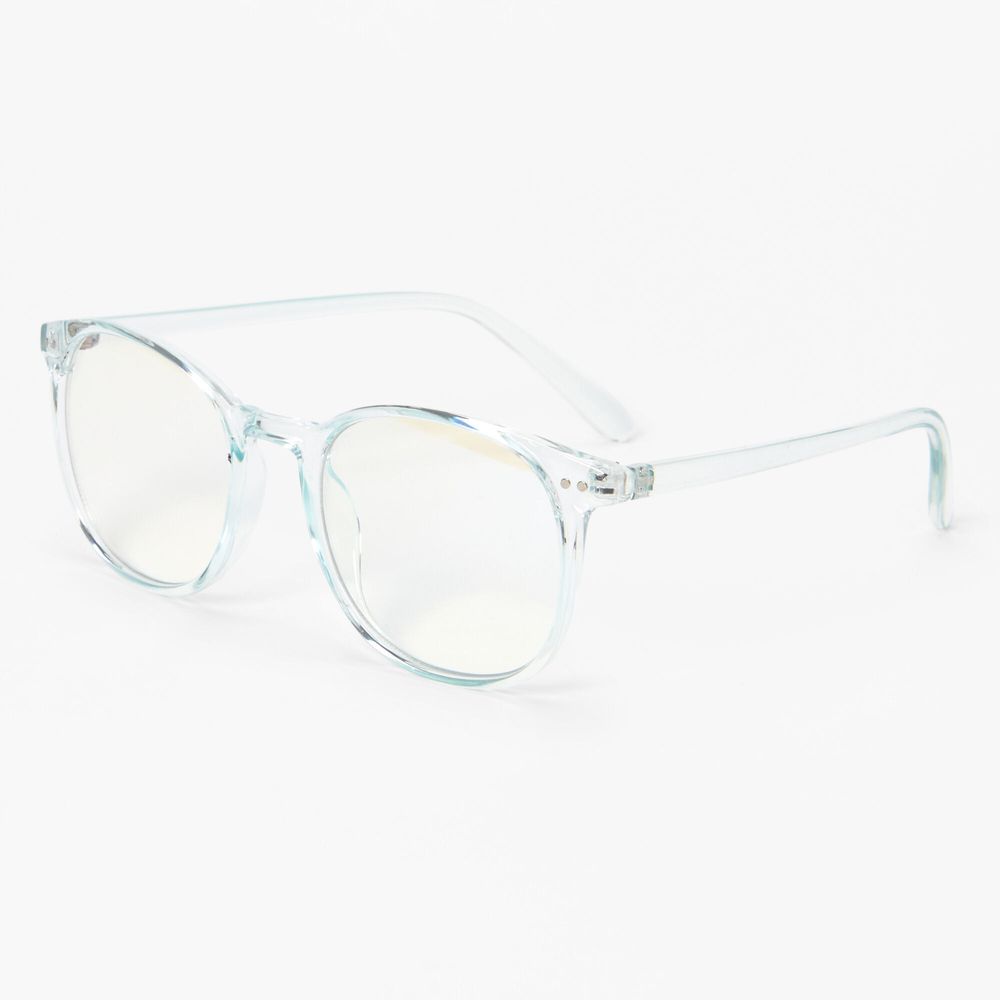 Solar Blue Light Reducing Round Clear Lens Frames - Blue