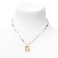 Gold Rectangle Zodiac Symbol Pendant Necklace - Virgo