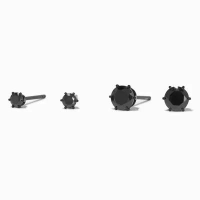 Titanium Black Graduated Round Cupcake Stud Earrings - 2 Pack