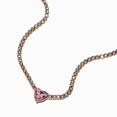 ICING x Sliving by Paris Hilton Pink Heart Tennis Necklace