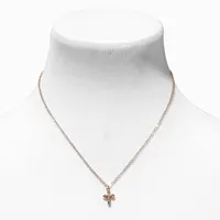 Gold Crystal Cross Pendant Necklace