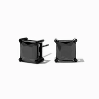 Black Stainless Steel Cubic Zirconia 8MM Square Stud Earrings