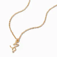 Gold Zodiac Symbol Pendant Necklace - Capricorn