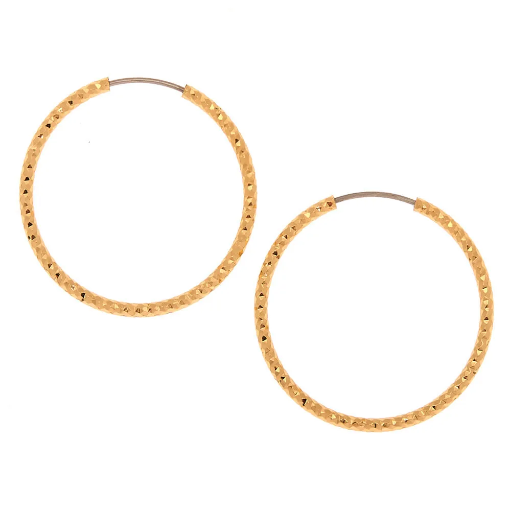 Gold 25MM Textured Hoop Earrings