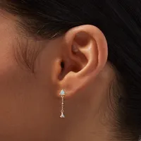 Gold Opal Mini Triangle 1'' Drop Earrings