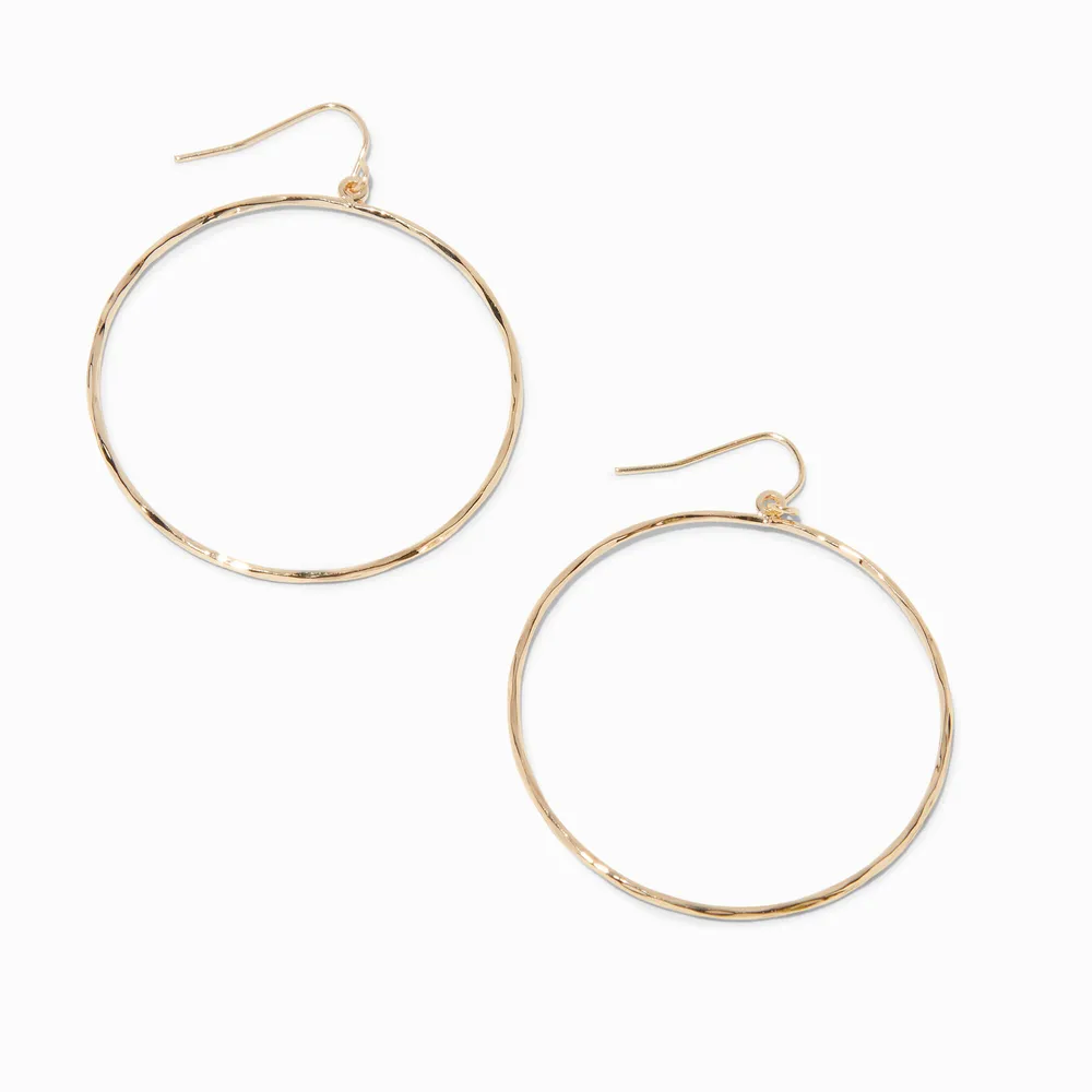 Gold 1'' Circle Hoop Drop Earrings