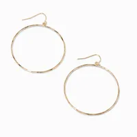 Gold 1'' Circle Hoop Drop Earrings