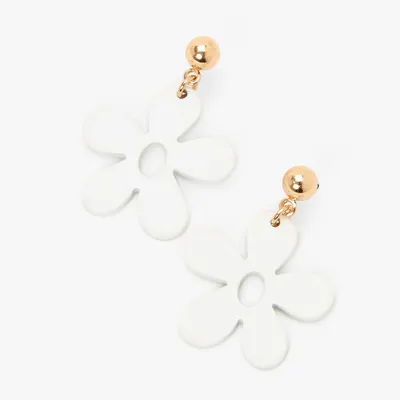 White Daisy 1" Drop Earrings
