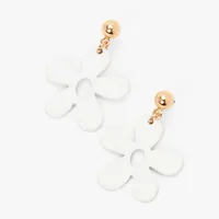 White Daisy 1" Drop Earrings