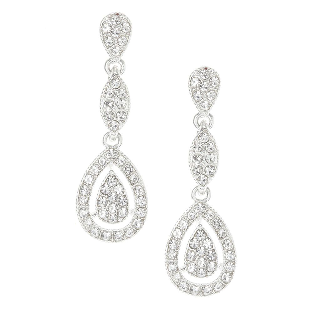 Three Tier Tear Drop Rhinestone Earrings