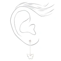 Sterling Silver Butterfly Drop Earrings