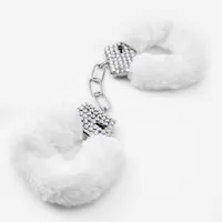 Embellished Furry White Handcuffs