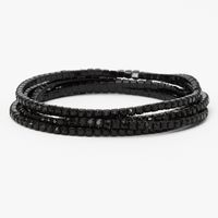 Jet Black Rhinestone Stretch Bracelets - 5 Pack