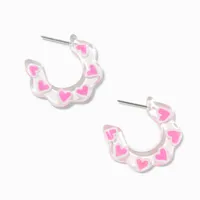 Pink Hearts 30MM Resin Hoop Earrings