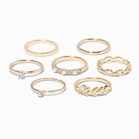 Gold Embellished Assorted Midi Rings - 7 Pack