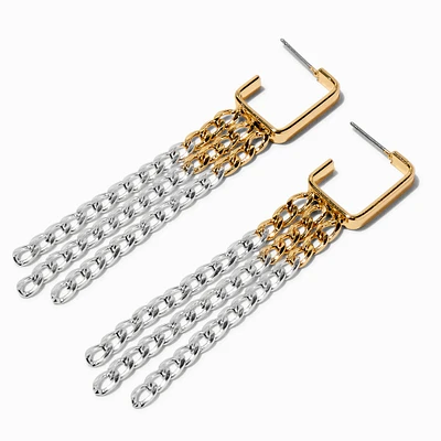 Mixed Metal 3" Chain Link Linear Drop Earrings