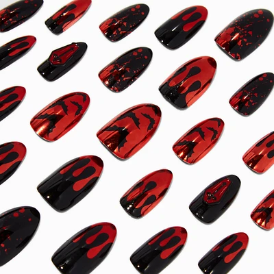 Blood Splatter Stiletto Press On Faux Nail Set - 24 Pack