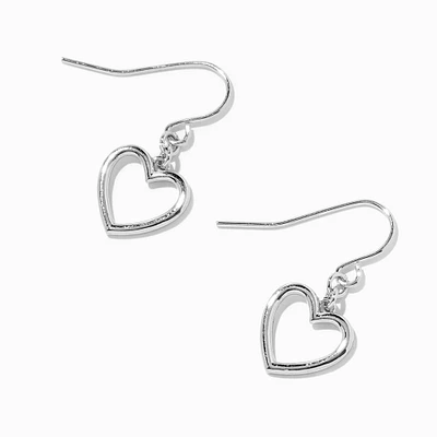 Silver Rhodium Heart 0.5" Drop Earrings