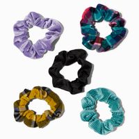 Plaids & Solids Ribbed Knit Hair Scrunchies - 5 Pack