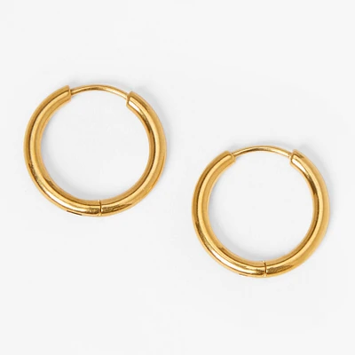 Gold Titanium 12MM Sleek Hoop Earrings