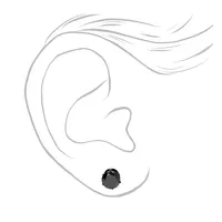 Black Titanium Cubic Zirconia Round Stud Earrings - 7MM