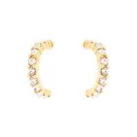 18kt Gold Plated Glass Stone Half Hoop Earrings