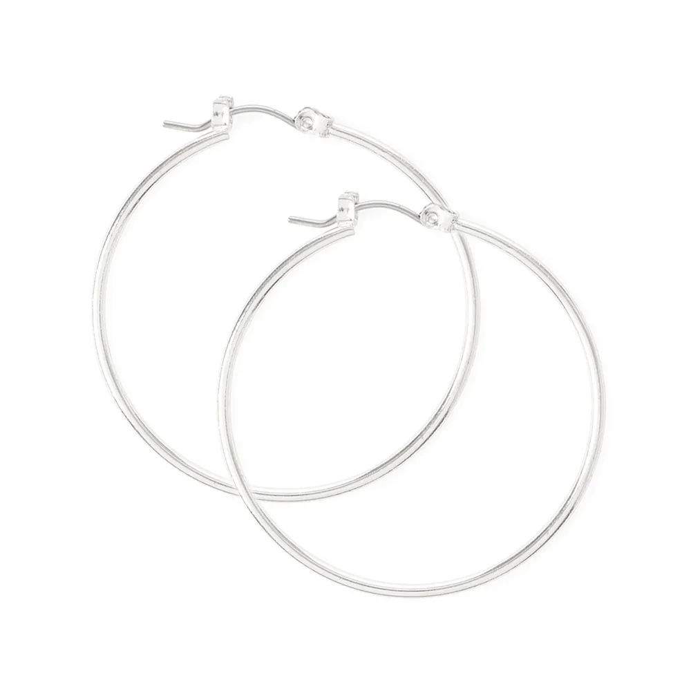 Silver 40MM Thin Hoop Earrings