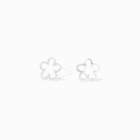 Silver Daisy Outline Stud Earrings