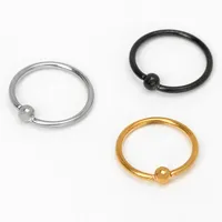 Mixed Metal Titanium 22G Ball Hoop Nose Rings - 3 Pack