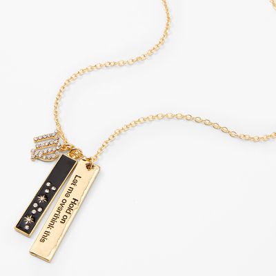 Gold Rectangular Zodiac Pendant Necklace - Virgo