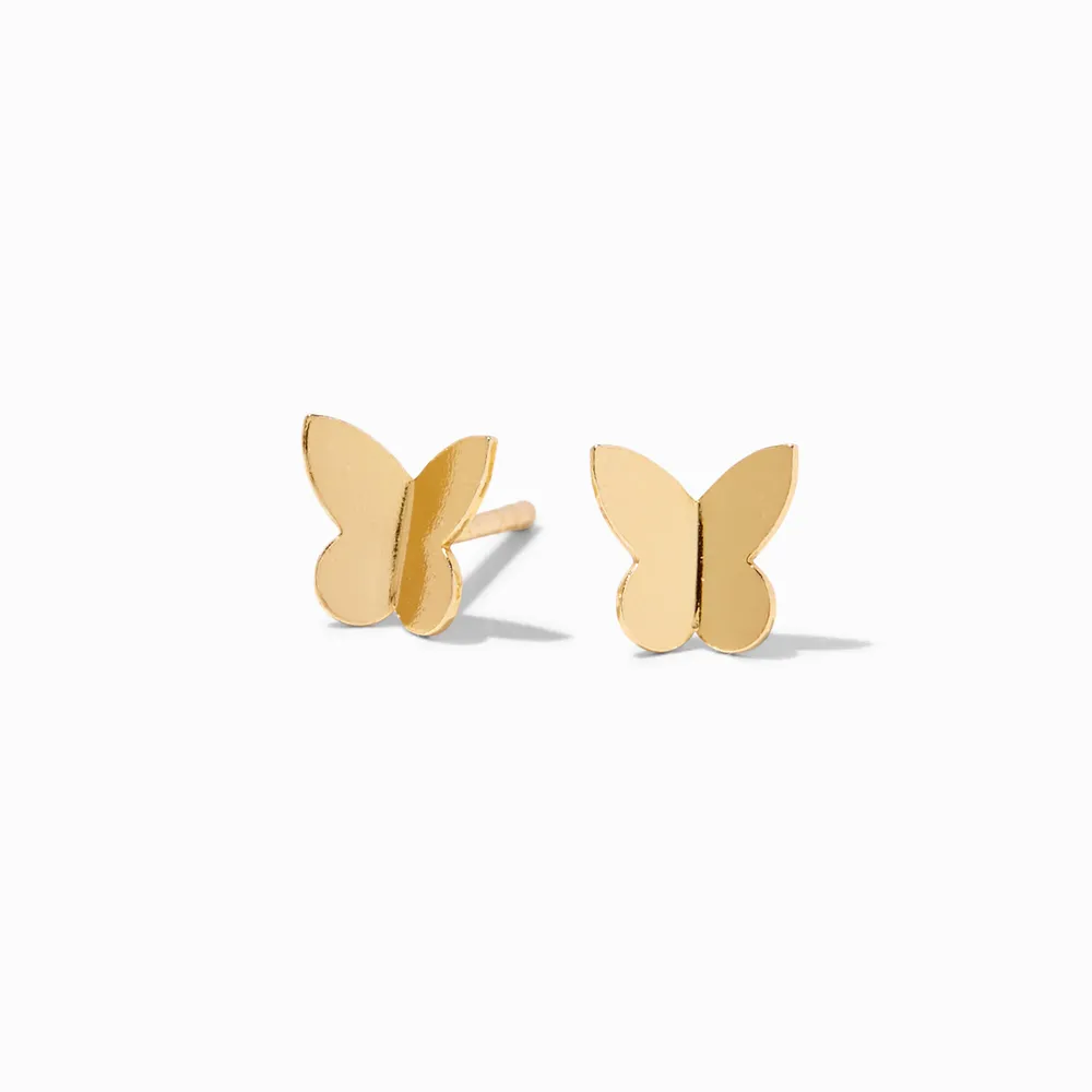 Sterling Silver Bent Butterfly Stud Earrings