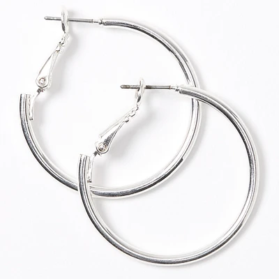 Silver Sleek Hoop Earrings