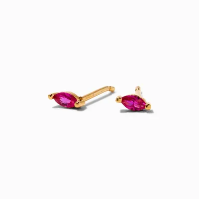 Icing Select 18k Yellow Gold Plated Fuchsia Cubic Zirconia Marquise Stud Earrings