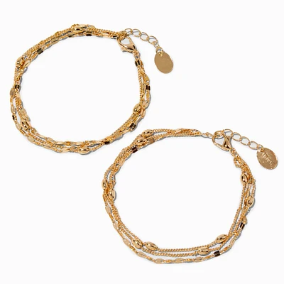 Gold-tone Multi-Strand Chain Bracelets - 2 Pack