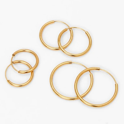 ICING Select 18k Gold Plated Classic Hoop Earrings - 3 Pack