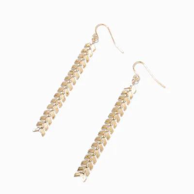 Gold 2.5" Arrow Linear Drop Earrings