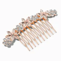 Rose Gold Daisy Rhinestone Hair Comb