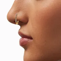 Gold 16G Embellished Titanium Nose Hoop